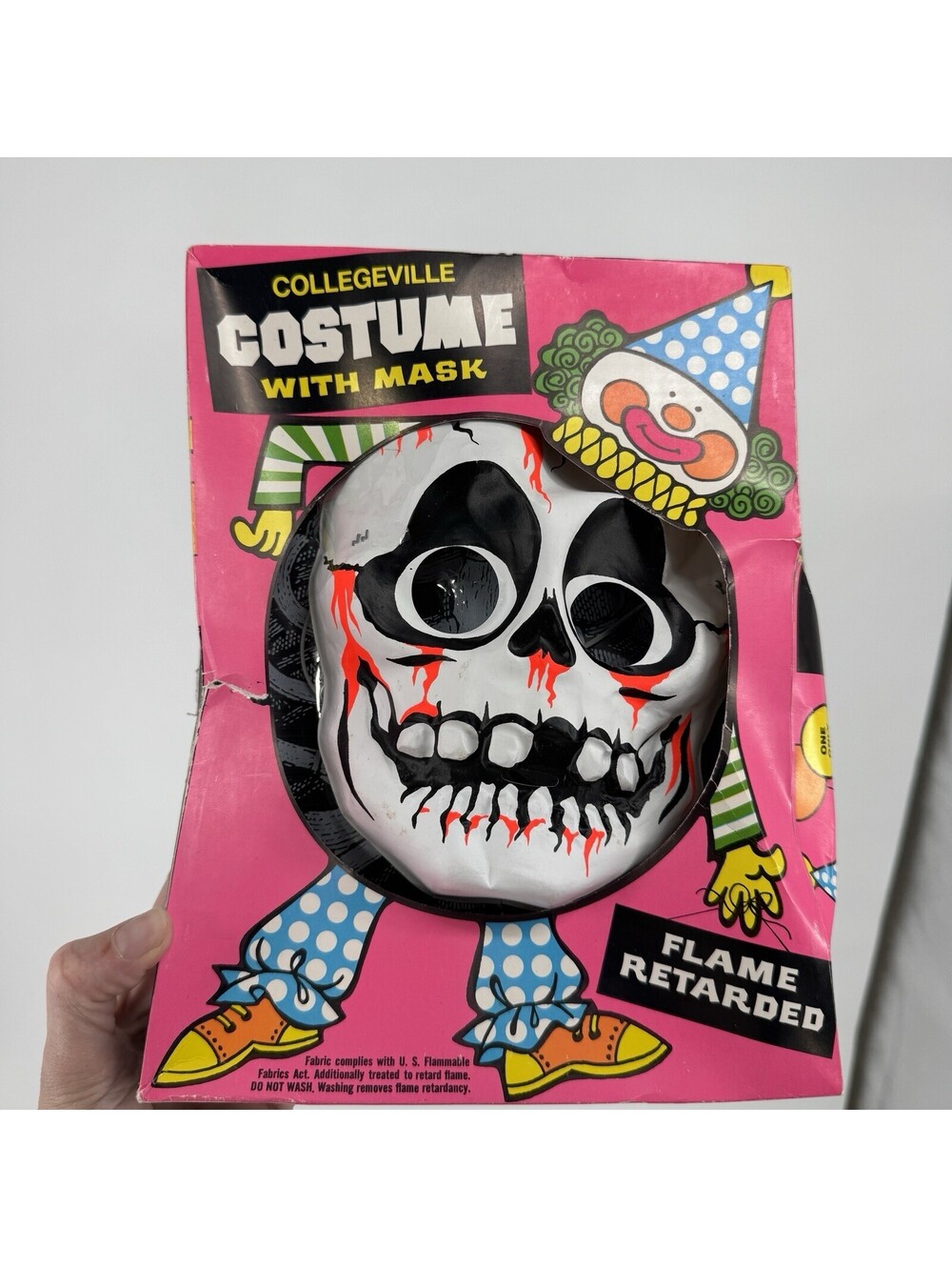 Collegeville costume with mask toddler 3-4 vintage skeleton skull plastic 80s 70